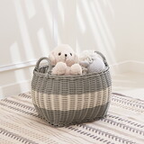 Zita Oval Resin Woven Wicker Multi-Use Storage Basket with Handles - 18