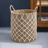 Hubertus Round Water Hyacinth Woven Basket with Handles - 15