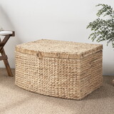 Ludmilla Rectangular Curve Water Hyacinth Woven Wicker Trunk with Handles - 26