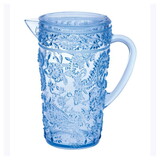 2.5 Quarts Designer Paisley Blue Acrylic Pitcher with Lid, Crystal Clear Break Resistant Premium Acrylic Pitcher for All Purpose BPA Free B095120310