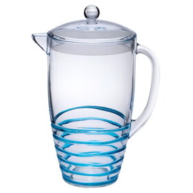 2.5 Quarts Designer Swirl Blue Acrylic Pitcher with Lid, Crystal Clear Break Resistant Premium Acrylic Pitcher for All Purpose BPA Free B095120312