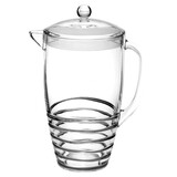 2.5 Quarts Designer Swirl Blue Acrylic Pitcher with Lid, Crystal Clear Break Resistant Premium Acrylic Pitcher for All Purpose BPA Free B095120313