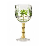 Designer Classic Palm Tree Acrylic Wine Glasses Set of 4 (16oz), Premium Quality Unbreakable Bamboo Stemmed Acrylic Wine Glasses for All Purpose Red or White Wine B095120329