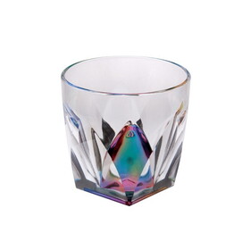 Designer Rainbow Diamond Acrylic Drinking Glasses DOF Set of 4 (9oz), Premium Quality Unbreakable Stemless Acrylic Drinking Glasses for All Purpose B095120332