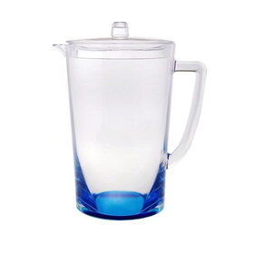 2.75 Quarts Designer Oval Halo Blue Acrylic Pitcher with Lid, Crystal Clear Break Resistant Premium Acrylic Pitcher for All Purpose BPA Free B095120351