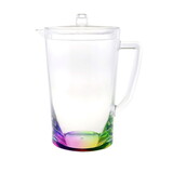 2.75 Quarts Designer Oval Halo Rainbow Acrylic Pitcher with Lid, Crystal Clear Break Resistant Premium Acrylic Pitcher for All Purpose BPA Free B095120352
