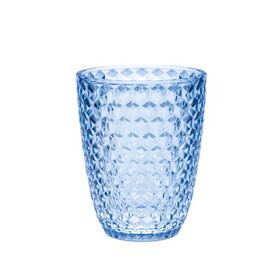 Designer Acrylic Diamond Cut Blue Drinking Glasses DOF Set of 4 (12oz), Premium Quality Unbreakable Stemless Acrylic Drinking Glasses for All Purpose B095120373