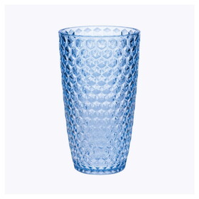 Designer Acrylic Diamond Cut Blue Drinking Glasses Hi Ball Set of 4 (19oz), Premium Quality Unbreakable Stemless Acrylic Drinking Glasses for All Purpose B095120376