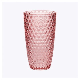 Designer Acrylic Diamond Cut Pink Drinking Glasses Hi Ball Set of 4 (19oz), Premium Quality Unbreakable Stemless Acrylic Drinking Glasses for All Purpose B095120377