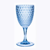 Designer Acrylic Diamond Cut Blue Wine Glasses Set of 4 (12oz), Premium Quality Unbreakable Stemmed Acrylic Wine Glasses for All Purpose Red or White Wine B095120379