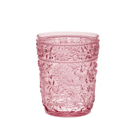 Designer Acrylic Paisley Pink Drinking Glasses DOF Set of 4 (13oz), Premium Quality Unbreakable Stemless Acrylic Drinking Glasses for All Purpose B095120383