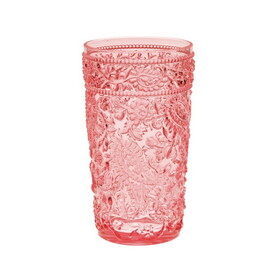 Designer Acrylic Paisley Pink Drinking Glasses Hi Ball Set of 4 (17oz), Premium Quality Unbreakable Stemless Acrylic Drinking Glasses for All Purpose B095120386