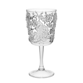 Designer Acrylic Paisley Clear Wine Glasses Set of 4 (13oz), Premium Quality Unbreakable Stemmed Acrylic Wine Glasses for All Purpose Red or White Wine B095120387