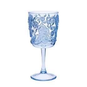 Designer Acrylic Paisley Blue Wine Glasses Set of 4 (13oz), Premium Quality Unbreakable Stemmed Acrylic Wine Glasses for All Purpose Red or White Wine B095120388