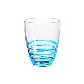 Designer Acrylic Swirl Blue Drinking Glasses DOF Set of 4 (15oz), Premium Quality Unbreakable Stemless Acrylic Drinking Glasses for All Purpose B095120390