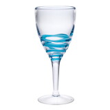 Designer Acrylic Swirl Blue Wine Glasses Set of 4 (12oz), Premium Quality Unbreakable Stemmed Acrylic Wine Glasses for All Purpose Red or White Wine B095120394