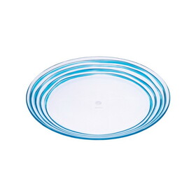 Designer Swirl 9" Acrylic Blue Dessert Plates Set of 4, Crystal Clear Unbreakable Acrylic Dessert Plates for All Occasions BPA Free Dishwasher Safe B095120396