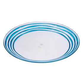 Designer Swirl 12" Acrylic Blue Dinner Plates Set of 4, Crystal Clear Unbreakable Acrylic Dinner Plates for All Occasions BPA Free Dishwasher Safe B095120398