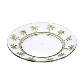Designer Classic Palm Tree 9" Acrylic Dinner Plates Set of 4, Crystal Clear Unbreakable Acrylic Dinner Plates for All Occasions BPA Free Dishwasher Safe B095120400