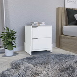 DEPOT E-SHOP Haines Nightstand with 2-Drawers, End Table with Sturdy Base, White B097120605