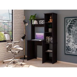 DEPOT E-SHOP Aramis Desk, Five Shelves, Two Superior Shelves, Black B097132892