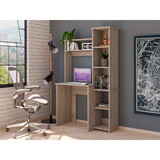 DEPOT E-SHOP Aramis Desk, Five Shelves, Two Superior Shelves, Light Gray B097132894