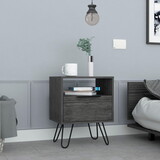 DEPOT E-SHOP Begonia Nightstand, Shelf, Single Door Cabient, Hairpin Legs, Smokey Oak B097132925