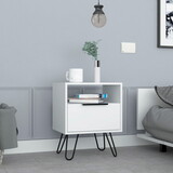 DEPOT E-SHOP Begonia Nightstand, Shelf, Single Door Cabient, Hairpin Legs, White B097132926