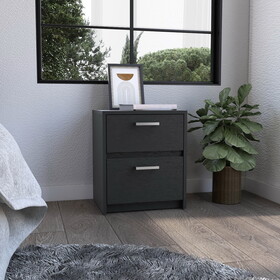 DEPOT E-SHOP Bethel 2 Drawers Nightstand with Handles, Black B097132930