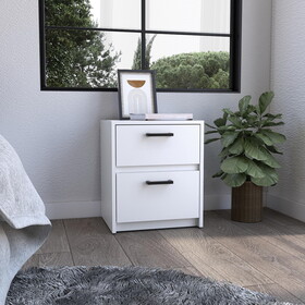 DEPOT E-SHOP Bethel 2 Drawers Nightstand with Handles, White B097132931