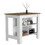 DEPOT E-SHOP Delos Kitchen Island, Four Legs, Three Shelves, White / Walnut B097132970