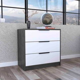 DEPOT E-SHOP Egeo 3 Drawers Dresser, Superior Top, Smokey Oak / White B097132977