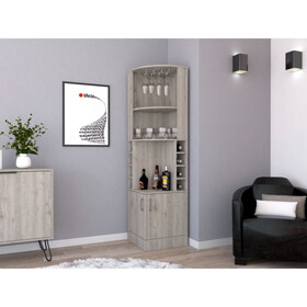 DEPOT E-SHOP Egina Corner Bar Cabinet, Two External Shelves, Light Gray B097132991