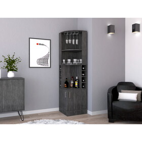 DEPOT E-SHOP Egina Corner Bar Cabinet, Two External Shelves, Smokey Oak B097132994
