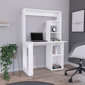 DEPOT E-SHOP Ethel Writing Computer Desk with Storage Shelves and Hutch, White B097132999
