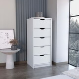 DEPOT E-SHOP Houma 5 Drawers Narrow Dresser, Slim Storage Chest of Drawers, White B097133024