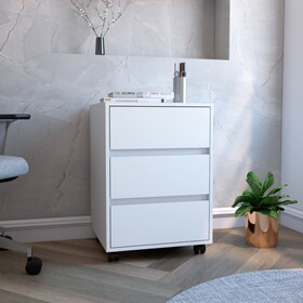 DEPOT E-SHOP Ibero 3 Drawer Filing Cabinet, Four Casters, Three Drawers, Top Surface, White B097133034
