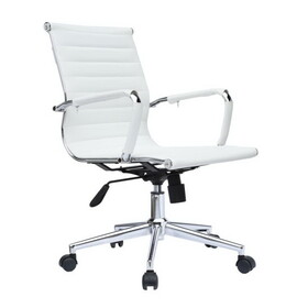 DEPOT E-SHOP Kansas Office Chair, Chrome Gaslift, Mesh Back, Fabric Seat, White B097133043