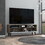 DEPOT E-SHOP Kobe TV Stand for TV&#180;s up 52", Three Open Shelves, Two Flexible Drawers, Dark Walnut / White B097133051