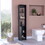 DEPOT E-SHOP Leben Linen Single Door Cabinet, Three External Shelves, Two Interior Shelves, Black B097133055