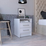 DEPOT E-SHOP Leyva Nightstand, Two Drawers, Superior Top, White B097133065