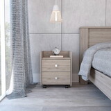 DEPOT E-SHOP Marsella Nightstand, Two Drawers, Superior Top, Metal Handle, Light Gray B097133086