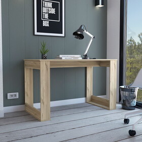 DEPOT E-SHOP Melb Writing Desk with Ample Workstation and Sturdy Legs, Light Oak B097133091
