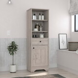 DEPOT E-SHOP Norwalk Linen Single Door Cabinet, Three External Shelves, One Drawer, Two Interior Shelves, Light Gray B097133111