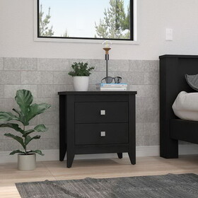 DEPOT E-SHOP Oasis Nightstand, Two Drawers, Four Legs, Superior Top, Black B097133114