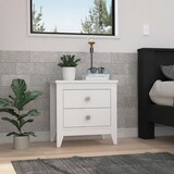 DEPOT E-SHOP Oasis Nightstand, Two Drawers, Four Legs, Superior Top, White B097133115