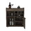 29" H dark walnut bar- coffee cart, Kitchen or living room cabinet storage, with 6 bottle racks, a central shelf covered by 1 wood door, ideal for storing glasses and snacks B097133131