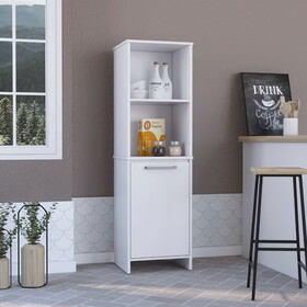 DEPOT E-SHOP Romulo Kitchen Pantry, Two External Shelves, Single Door Cabinet, Two Interior Shelves, White B097133148