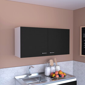 DEPOT E-SHOP Salento Wall Double Door Cabinet, Two Shelves, Carbon Espresso / White B097133157