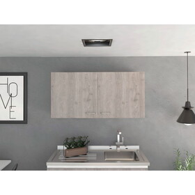 DEPOT E-SHOP Salento Wall Double Door Cabinet, Two Shelves, White / Light Gray B097133158